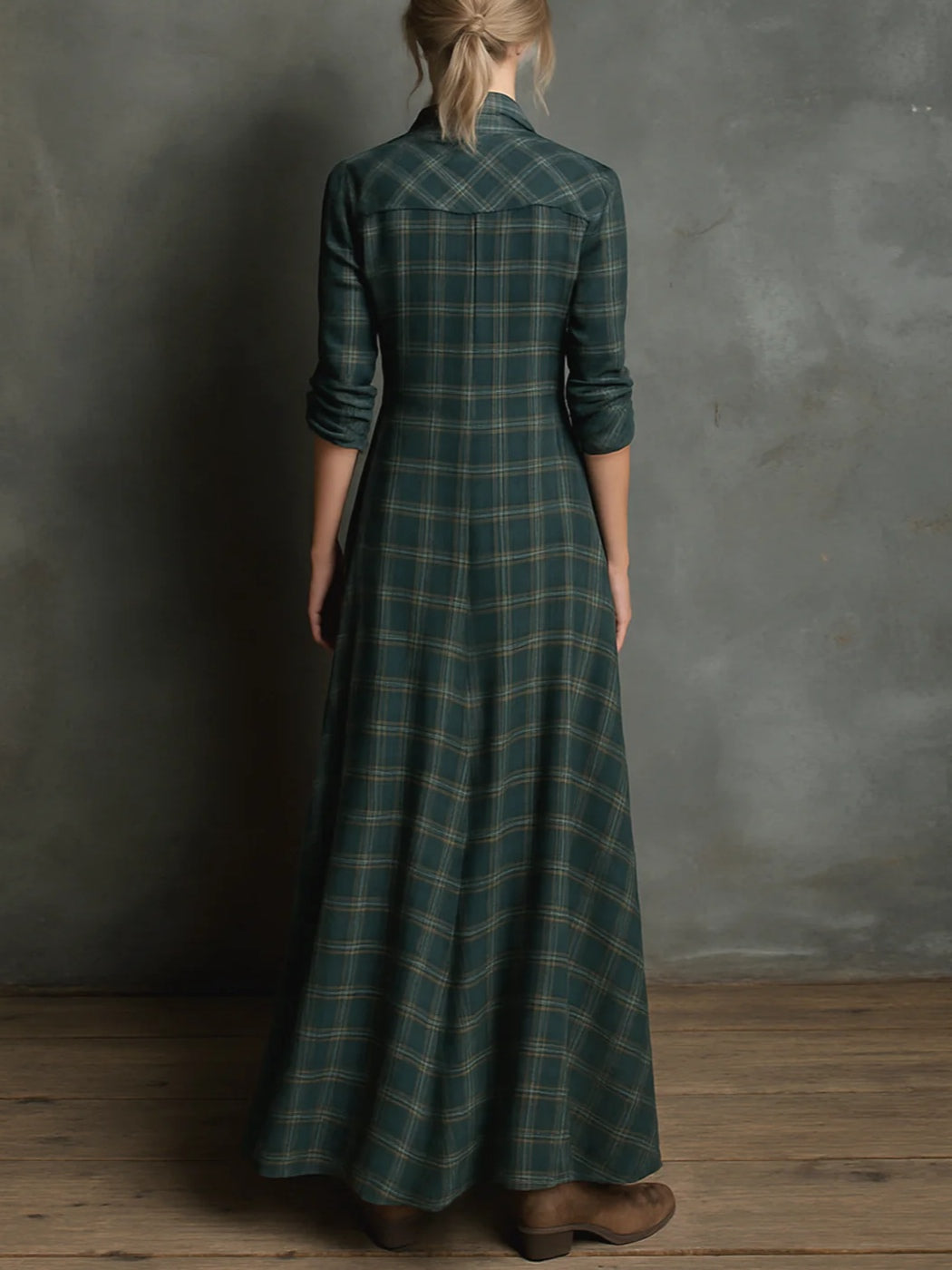 Soraia - Vestido longo xadrez verde