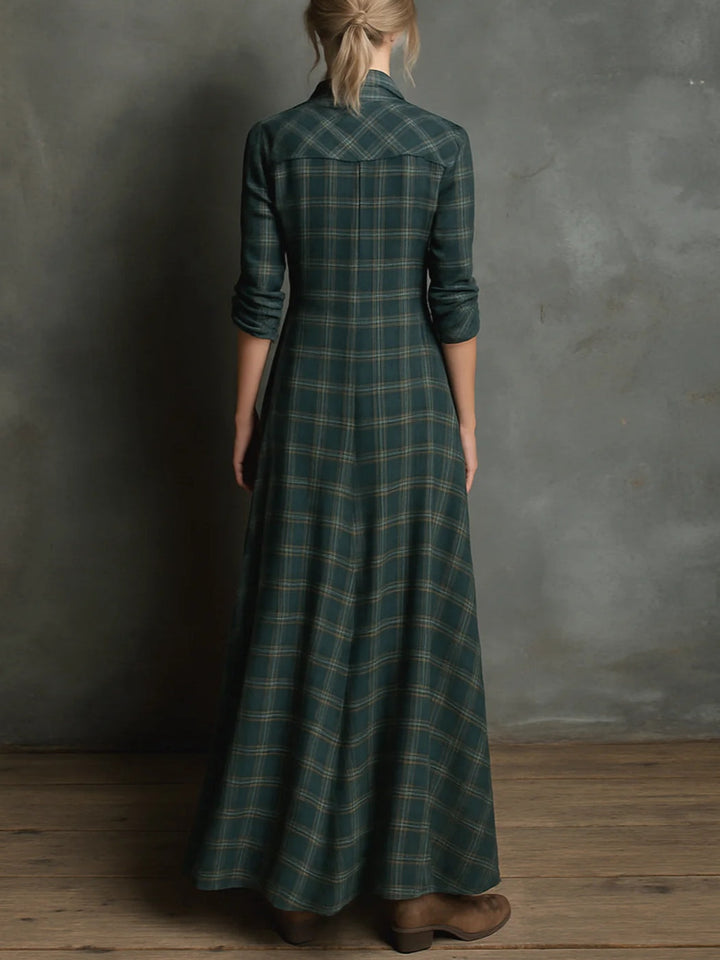 Soraia - Vestido longo xadrez verde